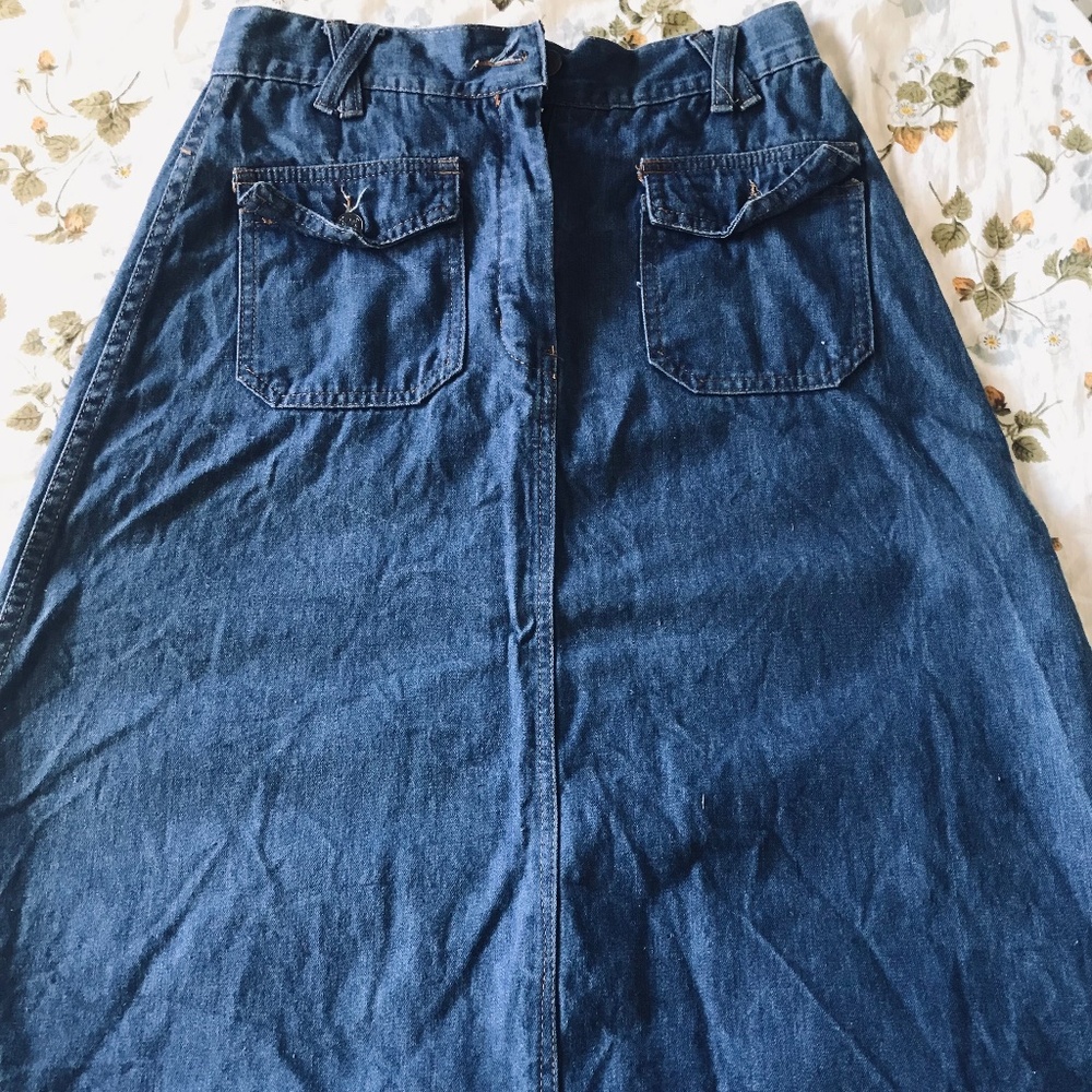 Vintage 70s Denim Skirt - Sz S/M